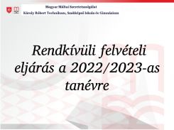 Rendkívüli felvételi eljárást hírdetünk!