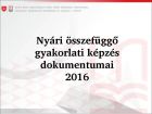 Nyári összefüggő gyakorlati képzés dokumentumai