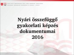 Nyári összefüggő gyakorlati képzés dokumentumai