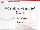 A 2019/2020-as tanévre felvételt nyert tanulók listája