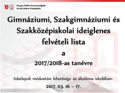Ideiglenes felvételi lista