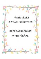 Ügyelet a nyári szünetben